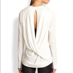 Helmut Lang White Draped Back Top